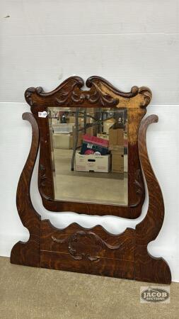 FUMED OAK BEVELED DRESSER MIRROR