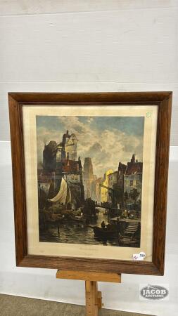 FRAMED PRINT OF CANAL IN ROTTER DAM