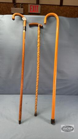 (3) WALKING CANES