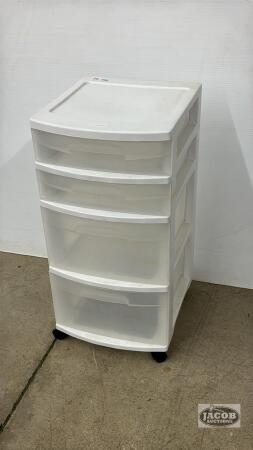 4 DRAWER PLASTIC ROLL AROUND STORAGE UNIT