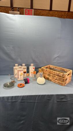 DECORATIVE BIRCH CRATE W/LIQUID FRAGRANCE & DIFUSERS