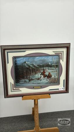 FRAMED DARCY SHAVER PRINT "BREAKIN 'TRAIL"