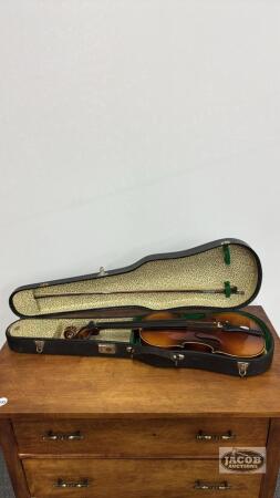 COPY OF STRAVIVARIUS VIOLIN WITH BOW AND CASE