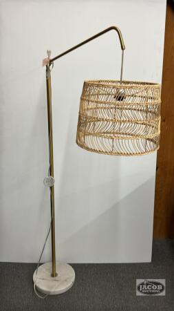 MARBLE BASED BRASS STEMMED FLOOR LAMP