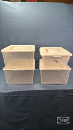 (4) SMALL TOTES WITH LIDS