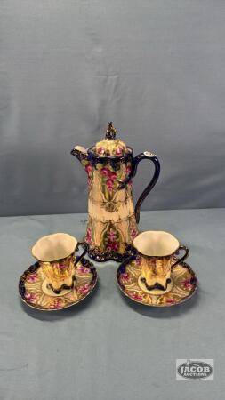 ROYAL NIPPON COCOA POT & (2) CUPS & SAUCERS