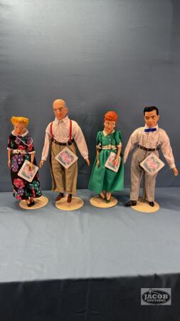 (4) I LOVE LUCY 16IN TALL DOLLS ON STANDS