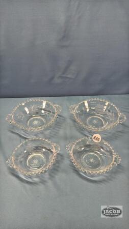 (4) HOBNAIL GLASS CORNFLOWER BOWLS