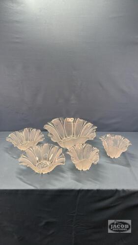 (5) FROSTED FLUTED GLASS BOWLS