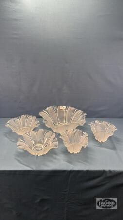 (5) FROSTED FLUTED GLASS BOWLS