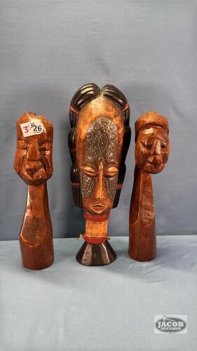 (3) WOODEN NATIVE CARVINGS