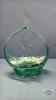 10IN HIGH GREEN FLORAL GLASS BASKET