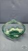 10IN HIGH GREEN FLORAL GLASS BASKET - 2
