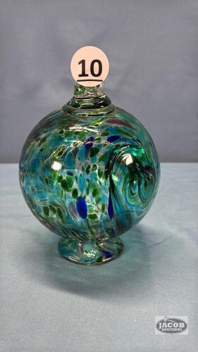 MULTI COLOURED 5IN TALL HANGING GLASS GLOBE