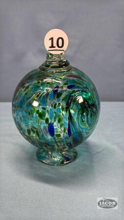 MULTI COLOURED 5IN TALL HANGING GLASS GLOBE