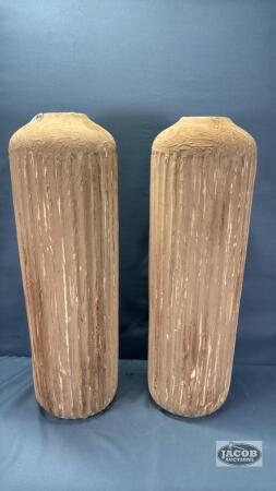 PAIR OF 20.5IN TALL POTTERY URNS