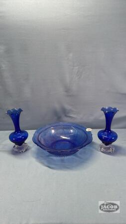 BLUE DEPRESSOIN 10IN SERVING BOWL