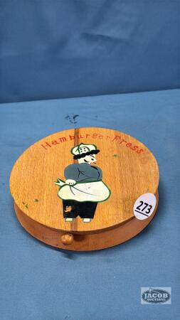 WOODEN HAMBURGER PRESS