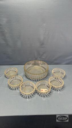 9IN GLASS FRUIT BOWL WITH (6) 4.5IN NAPPIES