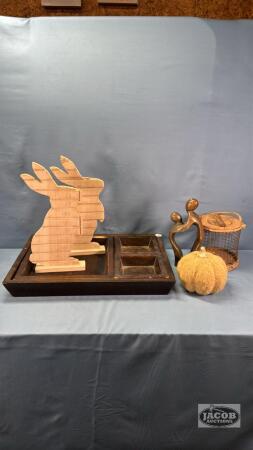 4PC WOODEN SERVING TRAY