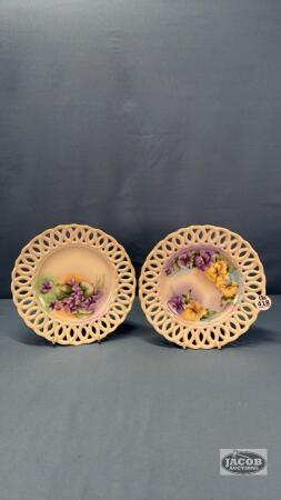 (2) SIGNED MONTGOMERY HAND DECORATED 8IN PLATES