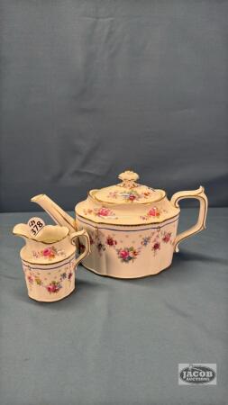 ROYAL CROWN DERBY TEA POT AND CREAMER