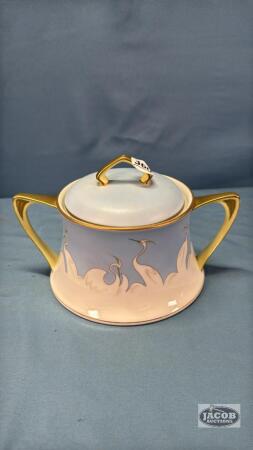 HAND PAINTED NIPPON 6IN BISCUIT BARREL