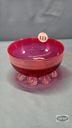 CRANBERRY FOOTED 5IN BOWL