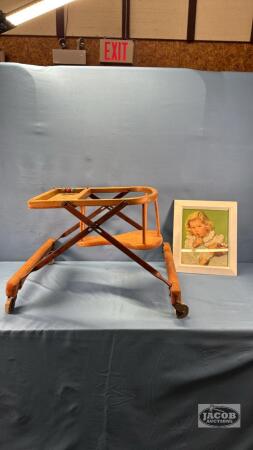 VINTAGE WOODEN TODDLER WALKER