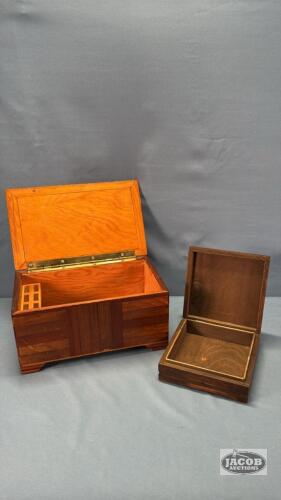 (2) WOODEN JEWELLERY BOXES
