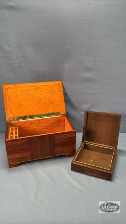(2) WOODEN JEWELLERY BOXES