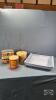 (2) PLASTIC TRAYS WITH (3) ASSORTED TINS