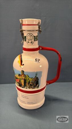 GERMAN WIRE TOP WHISKEY JUG WITH METAL HANDLE