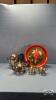 4 PC SILVER PLATE TEA SET WITH 12.5IN TIN TRAY