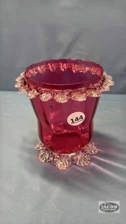 CRANBERRY FOOTED 5.5IN HIGH VASE