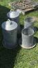 (4) CHICKEN FEEDERS. 2 WITH TOPS. ARE 22IN TALL. 2 OPEN TOPS ARE 14IN TALL - 2