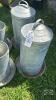 (4) CHICKEN FEEDERS. 2 WITH TOPS. ARE 22IN TALL. 2 OPEN TOPS ARE 14IN TALL - 5