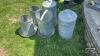 (4) CHICKEN FEEDERS. 2 WITH TOPS. ARE 22IN TALL. 2 OPEN TOPS ARE 14IN TALL - 6