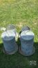 (4) CHICKEN FEEDERS. 2 WITH TOPS. ARE 22IN TALL. 2 OPEN TOPS ARE 14IN TALL - 7