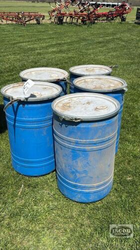 (5) 114L BARRELS WITH LIDS