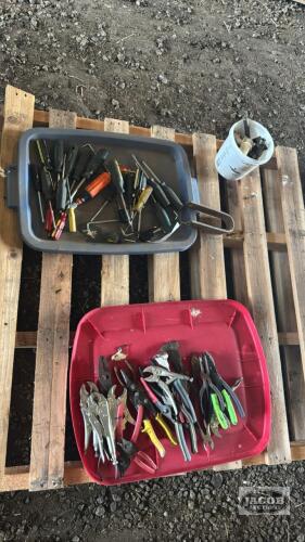 LOT OF SCREWDRIVERS, PLIERS, AND MISCEL. TOOLS