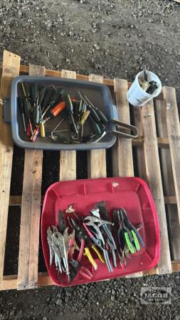 LOT OF SCREWDRIVERS, PLIERS, AND MISCEL. TOOLS