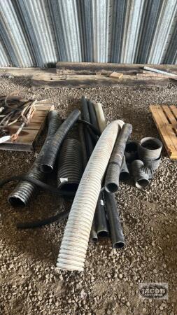 LOT OF POLY PIPE AND SHORT BIG O TILE PIECE PIECES