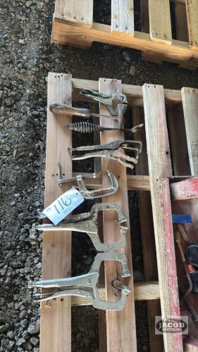 LOT OF WELDING CLAMPS, CHIPPING HAMMERS, AND C-CLAMP