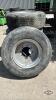 (4) UNMATCHED 385/65R22.5 TIRES ON 8 BOLT RIMS - 2