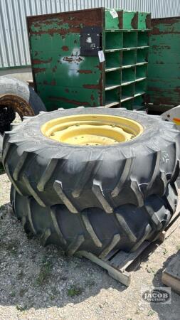 (2)FIRESTONE 14.9-28 TIRES ON 13IN 8 BOLT RIMS