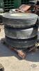 ASSORTED 12R22.5 TIRES ON 8 BOLT HORST RIMS - 4