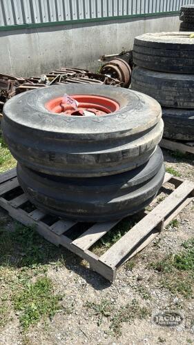 (2) GOODYEAR 11.00-16 TIRES ON 8 BOLT RIMS