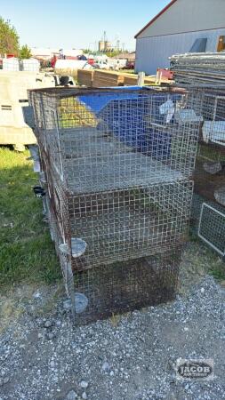 (3) 6FT RABBIT CAGES WITH SOME FEEDERS