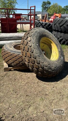 (2) UNMATCH 18.4-26 TIRES ON 8 BOLT RIMS